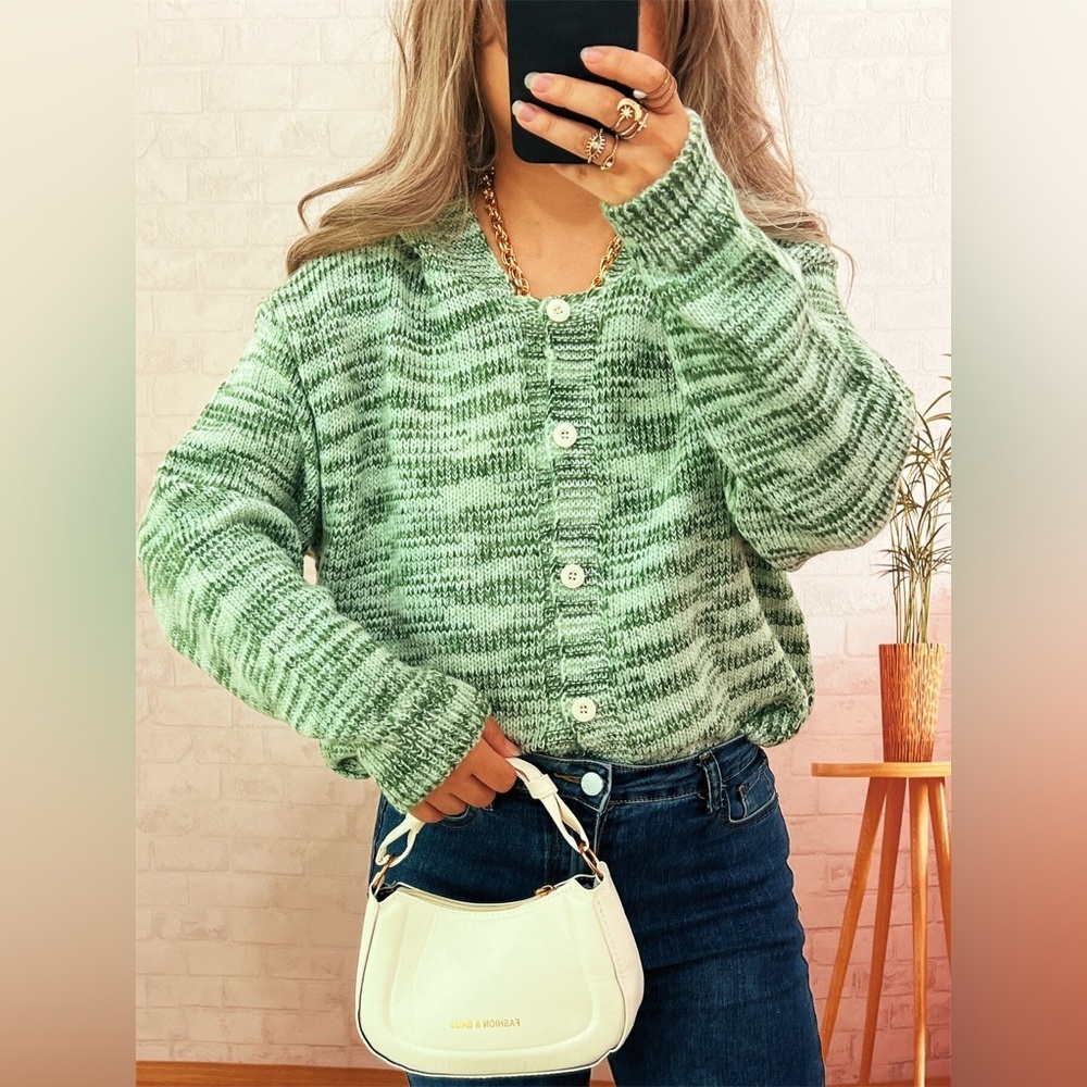 Multi-Colored Knit Button-Down Cardigan - Picture 4 of 12